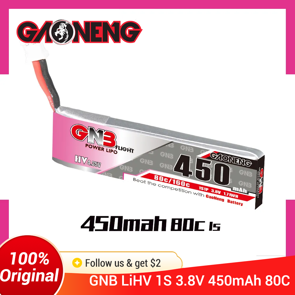 Drone Battery Li-Ion - GAONENG GNB 1S 450mAh 80C/160C 3,8V