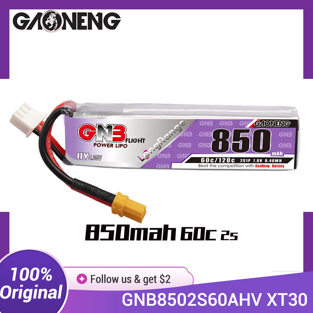 Drone Battery Li-Ion - GAONENG GNB LiPo-Akku 850 mAh 2S